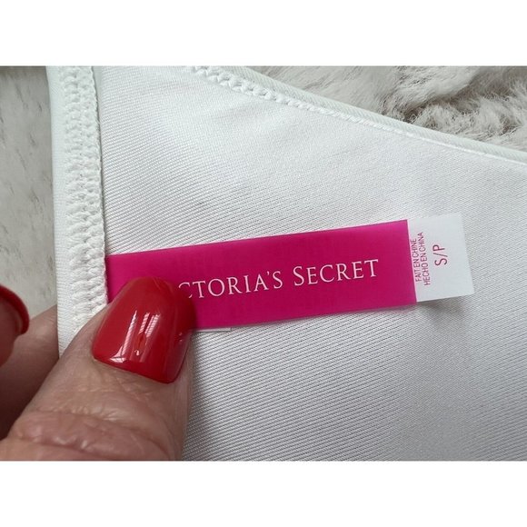 Victoria's Secret Small White 90’s Inspired Beaded Triangle Swim Bikini Top Y2k - Picture 5 of 6